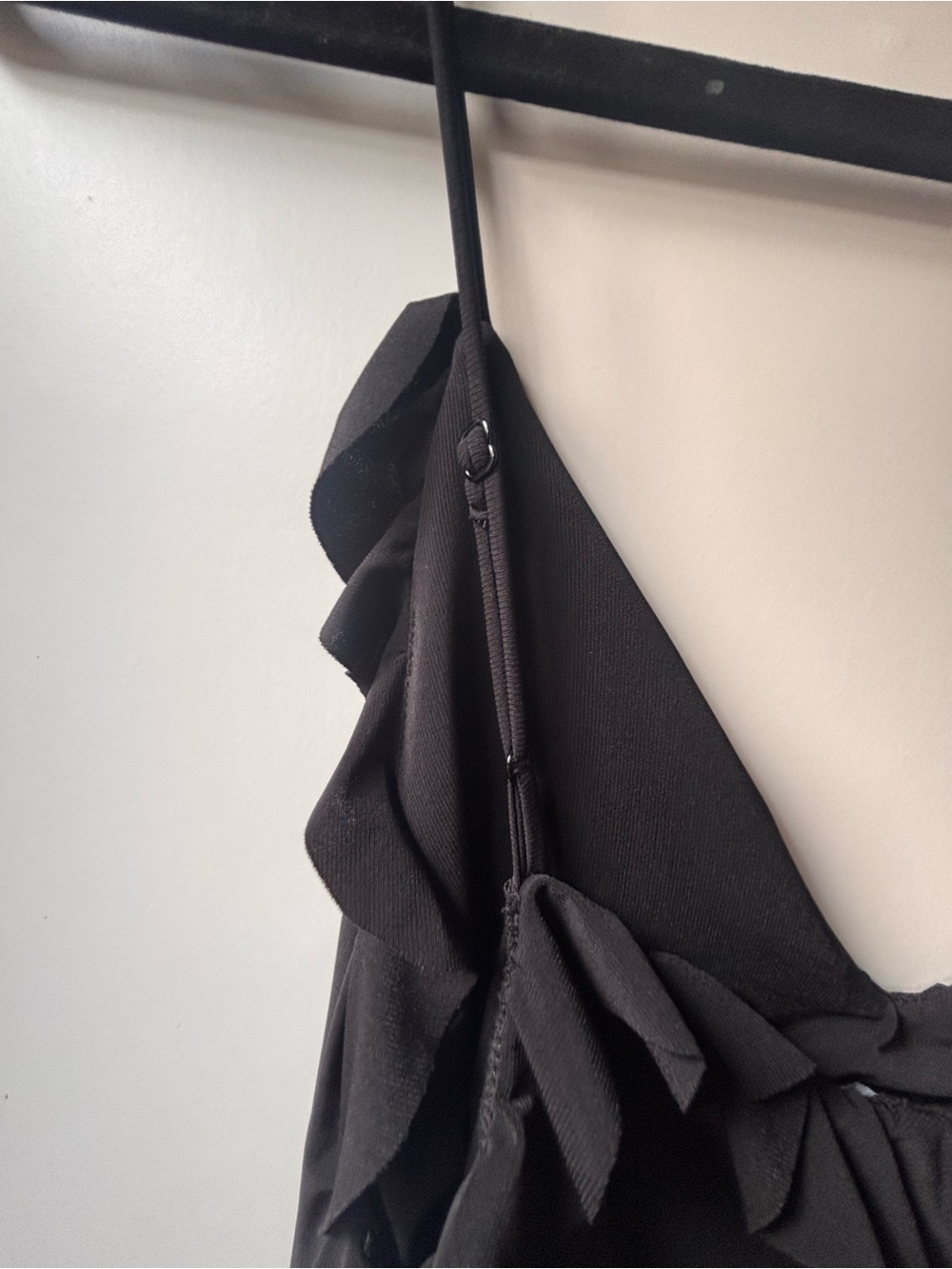 Zara Black Ruffle Neck Slip-Large - Picture 3 of 4